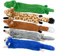 Dog Squeaky Toys Set of 5 Unpadded Plush Dog Toys for Large Dogs,Durable Chew Toys,Cute Plush Toys
