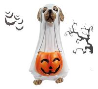Dog Statue - Resin, 5.12x9.45in Pumpkin Sculpture Halloween Dog Figurine | Indoor And Outdoor Spooky Ornament Festive Home Decoration, Holiday Resin Craft For Table, Bookshelf, Porch, Yard, Living Roo
