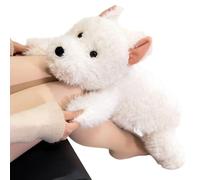 Dog Stuffed Animal - Adorable Plush Pet Figure, Resting Snowy Puppy Ornament | Gentle Huggable Fabric Companion Accent With Calm Playtime Setting For Kids Playroom Livingroom Couch Crib Trave