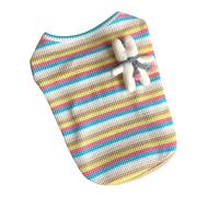 Dog Summer Cooling Vest | Cotton Striped Tank Garment for Daily Use/Outdoor Travel/Camping | Breathable Pet Shirt with Lightweight Design | Easy to Put on & Machine Washable (Light Blue Stripe)