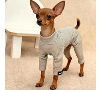 Dog Sweaters for Small Dogs, Striped Pet Clothes, Turtleneck Pullover Warm Puppy Sweater, Adorable Pajamas Jumpsuit Soft & Skin-Friendly(Black,Large)