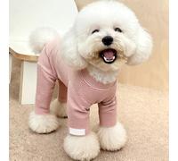 Dog Sweaters for Small Dogs, Striped Pet Clothes, Turtleneck Pullover Warm Puppy Sweater, Adorable Pajamas Jumpsuit Soft & Skin-Friendly(Pink,Large)