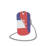 Dog Tag Plaque d'identification sur chaîne Drapeau Cambodge France 30 x 50 mm
