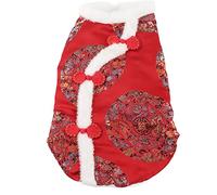 Dog Tang Suit Costume | Chinese New Year Festival Outfit for Small Dogs/Cats | Plush Material, Warm & Comfortable | Fits Teddy/Chihuahua/Pomeranian (L)