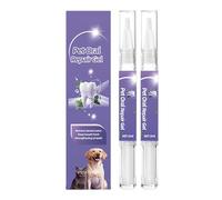 Dog Teeth Brightening Pen - 5 Inch Natural Stain Remover | Gentle Breath Freshening Formula - 2x2ml Pet Whitening Pens Help Remove Yellow Stains and Odours for Daily Oraĺ Care in Dogs and Kittens