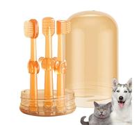 Dog Toothbrush Set With 3 Pieces For Effective Teeth Cleaning. Suitable For Large, Medium, And Small Breeds, Puppies Included. Perfect For Home Care or Travel To Maintain Your Dog's Hygiene