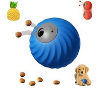 Dog Track Food Leaking Ball,Smart Touch Interactive Dog Toy,Pet Feeder Puzzle with 3 Kinds of Fun Fruit Cover,USB Rechargeable,Durable Pet Safe Design,for Small Or Medium Dogs (Blue, Tomato)