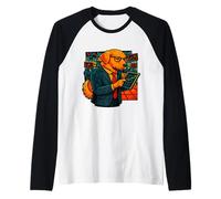 Dog Trader Funny Finance Illustration Manche Raglan