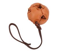 Dog Training Ball on Rope | Leather Chew Toy for Small/Medium Dogs | Activity Release & Anxiety Relief | Interactive Exercise & Reward Ball (Dark Brown)