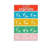 Dog Training Commands Guide Hand Signals Chart Canvas Wall-Art For Pet Owners Decor(Framed,16x24inch(40x60cm))