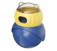 Dog Treat Dispenser Toy, Cat Slow Feeder Refillable, 3.15x3.15x4.9in, Interactive Feeding Ball, Adjustable Food Leaking Design, Ideal for Puppy Training, Cat Enrichment, Green/Blue
