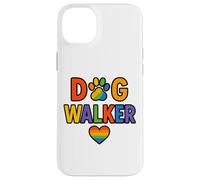 Dog Walker LGBTQ Rainbow Paw Heart Coque pour iPhone 14 Plus