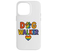 Dog Walker LGBTQ Rainbow Paw Heart Coque pour iPhone 14 Pro Max