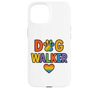 Dog Walker LGBTQ Rainbow Paw Heart Coque pour iPhone 15