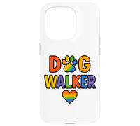 Dog Walker LGBTQ Rainbow Paw Heart Coque pour iPhone 15 Pro