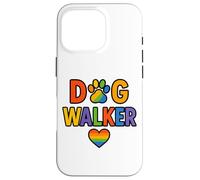 Dog Walker LGBTQ Rainbow Paw Heart Coque pour iPhone 16 Pro