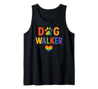 Dog Walker LGBTQ Rainbow Paw Heart Débardeur