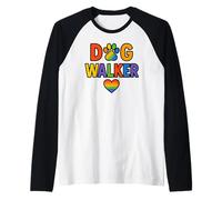 Dog Walker LGBTQ Rainbow Paw Heart Manche Raglan