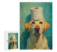 Dog Wearing Toilet Paper Roll Hat Puzzle 1000 Pièces Educa Jouet en Bois Cadeau Unique Décoration Intérieure Jeu Éducatif Challenge Toy Adultes Et Enfants À Partir De 14 Ans 300 PCS