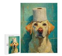 Dog Wearing Toilet Paper Roll Hat Puzzle 1000 Pièces Educa Jouet en Bois Cadeau Unique Décoration Intérieure Jeu Éducatif Challenge Toy Adultes Et Enfants À Partir De 14 Ans 500 PCS