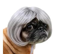 Dog Wig Funny Bangs Adjustable Human-Style Pet Costume Instant Comedic | Instant Comedic Transformation Party Pet Bob Wigs for Puppy Kitten Party Celebration Halloween Photo Props Walking Daily Wear