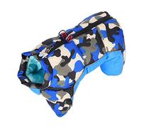 Dog Winter Clothes Windproof & Warm | 4 Leg Reflective Design for Wind Protection | Back Zipper with Sticker/D - Ring for Easy Use | Blue Camouflage Cotton Weather - Coat (16#)
