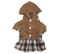 Dog Winter Clothes with Hat | Warm Plaid Skirt for Small Dogs/Puppies | Soft Polyester Pet Dress | Easy on/Off Button Design | Fashionable Cold Weather Outfit (XL)