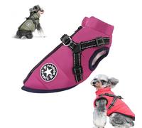 Dog Winter Coat, 3 in 1 Winter Jacket for Dogs, Furry Dog Jacket with Harness, Waterproof Windproof Pet Snow Jackets for Small Medium Large Dogs (Purple,Small)