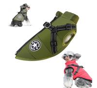 Dog Winter Coat, 3 in 1 Winter Jacket for Dogs, Furry Dog Jacket with Harness, Waterproof Windproof Pet Snow Jackets for Small Medium Large Dogs (Green,3XL)