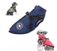 Dog Winter Coat, 3 in 1 Winter Jacket for Dogs, Furry Dog Jacket with Harness, Waterproof Windproof Pet Snow Jackets for Small Medium Large Dogs (Navy Blue,Medium)