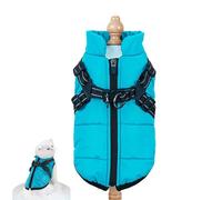 Dog Winter Coat with Harness, Dog Winter Coat with Harness, 3 in 1 Cold Jacket Zipper, Waterproof Windproof Dogs Snow Jacket for Small Medium Large Dogs (Lake Blue,XX-Large)