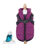 Dog Winter Coat with Harness, Dog Winter Coat with Harness, 3 in 1 Cold Jacket Zipper, Waterproof Windproof Dogs Snow Jacket for Small Medium Large Dogs (Purple,XX-Large)