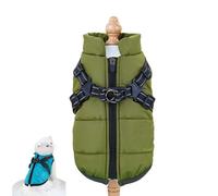 Dog Winter Coat with Harness, Dog Winter Coat with Harness, 3 in 1 Cold Jacket Zipper, Waterproof Windproof Dogs Snow Jacket for Small Medium Large Dogs (Green,XX-Large)