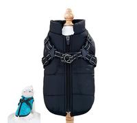 Dog Winter Coat with Harness, Dog Winter Coat with Harness, 3 in 1 Cold Jacket Zipper, Waterproof Windproof Dogs Snow Jacket for Small Medium Large Dogs (Black,XX-Large)