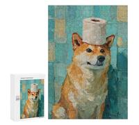 Dog with Toilet Paper on Head Puzzle 1000 Pièces Educa Jouet en Bois Cadeau Unique Décoration Intérieure Jeu Éducatif Challenge Toy Adultes Et Enfants À Partir De 14 Ans 300 PCS