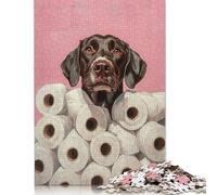 Dog with Toilet Paper Painting German Shorthaired Pointer Toilet Art Puzzles 1000 Pièces Cadeau Unique Jeu Éducatif Challenge Toy À De Qualité Supérieure Peinture Art pour Adultes Et Enfants 300pcs