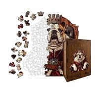 Dog Wooden Puzzle - Irregular Shape Jigsaw Puzzle Set, Relief Animal Design Brain Teaser Toy for Adults Men Women, Creative Family Game for Home, Office, Travel, Bedroom Living Room Use