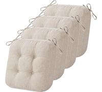 DOGACA Coussin de Chaise Carrés Lot de 2/4/6, Galette de Siège Antidérapant avec Attaches for Cuisine, Salle à Manger, Bureau, Bar, Jardin, Intérieur et Extérieur(8,4pcs:35x35cm)