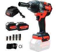 DogChrymion Clé à chocs sans fil 20 V 1/2", compatible avec Makita 18 V batterie, couple maximum 820 NM, moteur sans balais, max 3200 tr/min, 2 batteries de 4,0 Ah et chargeur dans un kit combo