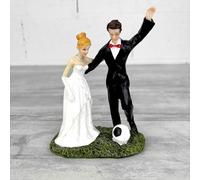 Doge Couple mariés Football, Hauteur 15 cm, Figurines Sportive et Comique en résine avec Ballon de Foot