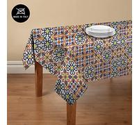 Doge Milano Nappe avec impression numérique, 100% Made in Italy Nappe antidérapante pour salle à manger, lavable et antitache, Modèle Maiolica - Rosangela, cm 180x140