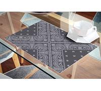 Doge Milano Set de 2 sets de table rectangulaires, 100% Made in Italy, Sets de table américains avec impression numérique, antidérapants et lavables, Modèle Bandana - Grigio, cm 40x30