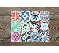 Doge Milano Set de 2 sets de table rectangulaires, 100% Made in Italy, Sets de table américains avec impression numérique, antidérapants et lavables, Modèle Maiolica - Saranna, cm 40x30