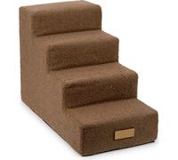 DOGESTE Escalier pour chiens, pour animaux malades et âgés, aide à l'escalade, rampe - 4 marches - 60 x 30 x 40 cm - Peau de mouton chocolat