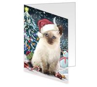 Doggie of the Day Holly Jolly Holidays GCD59054 Cartes de vœux avec motif chat siamois avec enveloppes - Cartes de vœux de Noël pour animaux de compagnie GCD59054