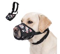 DoggieKit Muselière pour chien avec collier élastique anti-fuite, en maille imprimée douce et respirante, empêche les aboiements et la mastication, réglable pour chiens de petite, moyenne et grande