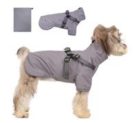 Doggo Manteau de pluie pour chiens de petite et moyenne taille, veste imperméable avec harnais intégré, liseré réfléchissant, gris, taille XS