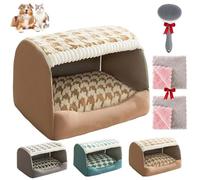 Doggocomfy Cozy Dog House,Cozy Dog House Bed,Foldable Warm Dog Bed with Cover Cave,Dog Beds for Small Large Dogs Cats (Brown, M)