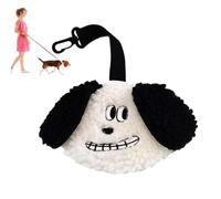 Doggy Bag Holder - Cute Pet Poop Waste Dispenser, Refillable Mini Zippered Pouch Carrier for Outdoor Travel | Durable Polyester Fiber Small Puppy Walk Accessory, Lightweight Khaki White Brown Sleeve