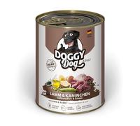 Doggy Dog Paté Agneau & Lapin, 6 x 800 g, Nourriture Humide pour Chien, sans céréales, avec Huile de Saumon et Moule à lèvres Vertes, Aliment Complet avec patate Douce et Pois, fabriqué en Allemagne